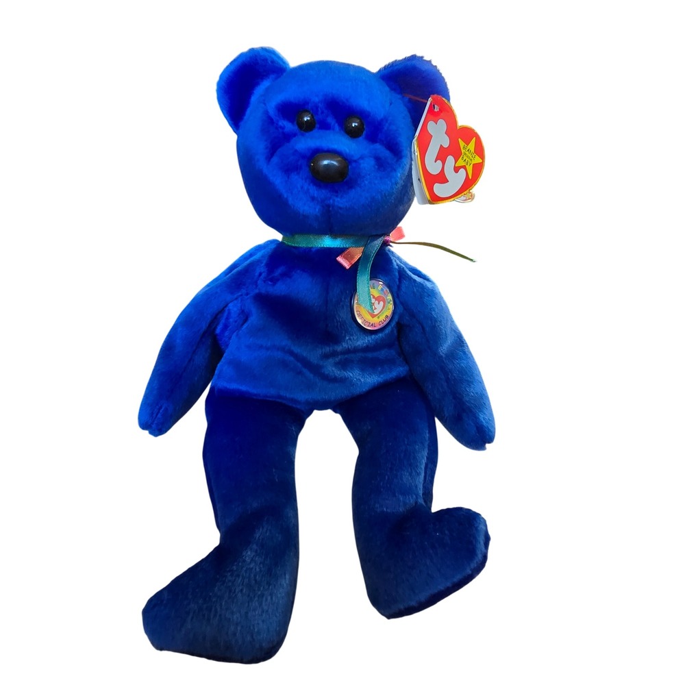Ty Beanie‎ Baby Clubby the Bear Royal Blue Plush 1998 Official Club Pin 4218